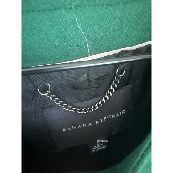 Banana Republic Collarless Emerald Green Capitan's Coat Wool-Blend - Picture 3 of 8